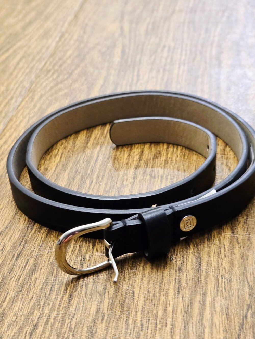Women's Black Matte Faux Leather Belt with Silver Buckle*One Loop* 5 Holes - LGE